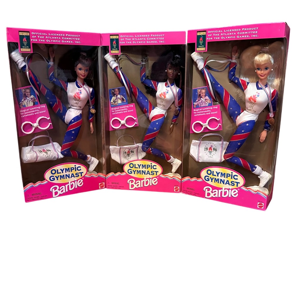 Olympic Gymnast Barbie 1996 Atlanta Games Set 3 Dolls 15123 15124 15125 NEW